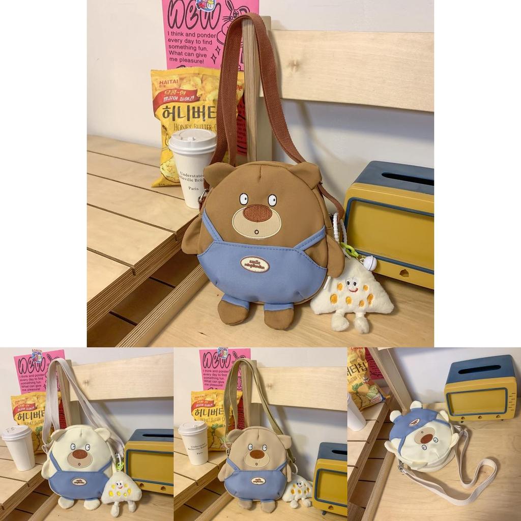 Adorable Cartoon Bear Canvas Shoulder Bag For Students Ultra-light And Cute