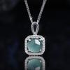 Natural Blue Water Jadeite Sterling Silver S925 Sugar Cube Necklace High Sense Ins Wind Niche Collarbone Chain Women's Daily Jewelry Gifts