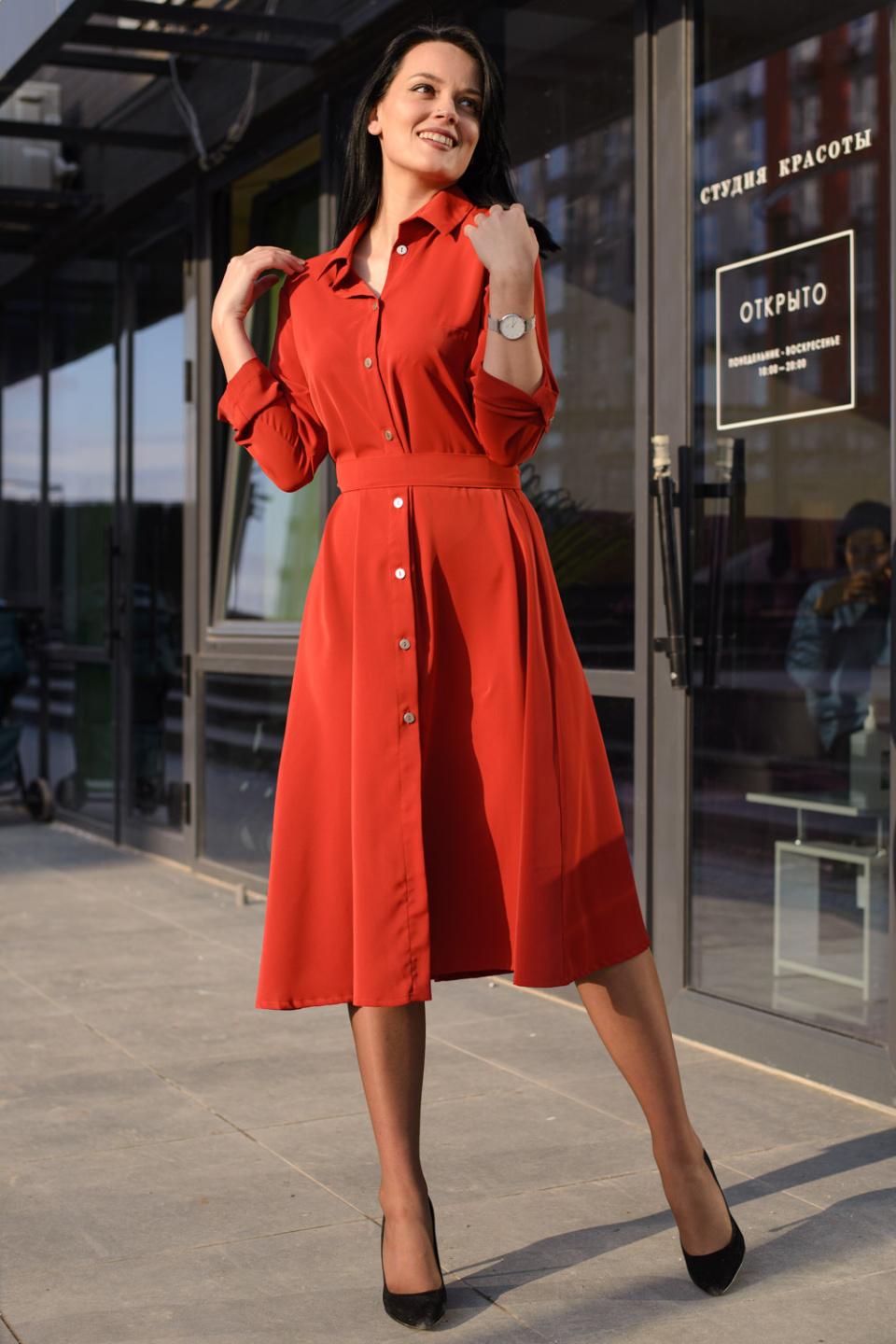 

Сукня сорочка 3/4 рукав Inedit 902 M червоний