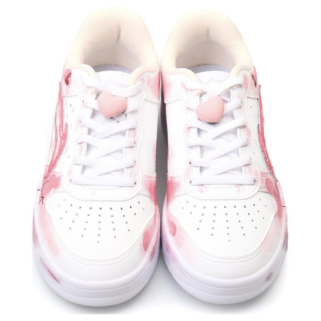 Li Ning Slip Resistant Cushioning Abrasion Resistant Low Top Skateboard Shoes Women's White Pink AGCS420-6(Team303-)
