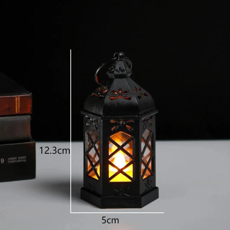LED Mini Hexagonal Wind Light Simulation Electronic Candle Light Decorative Atmosphere Lamp Small Ornament for Home Party Decor
