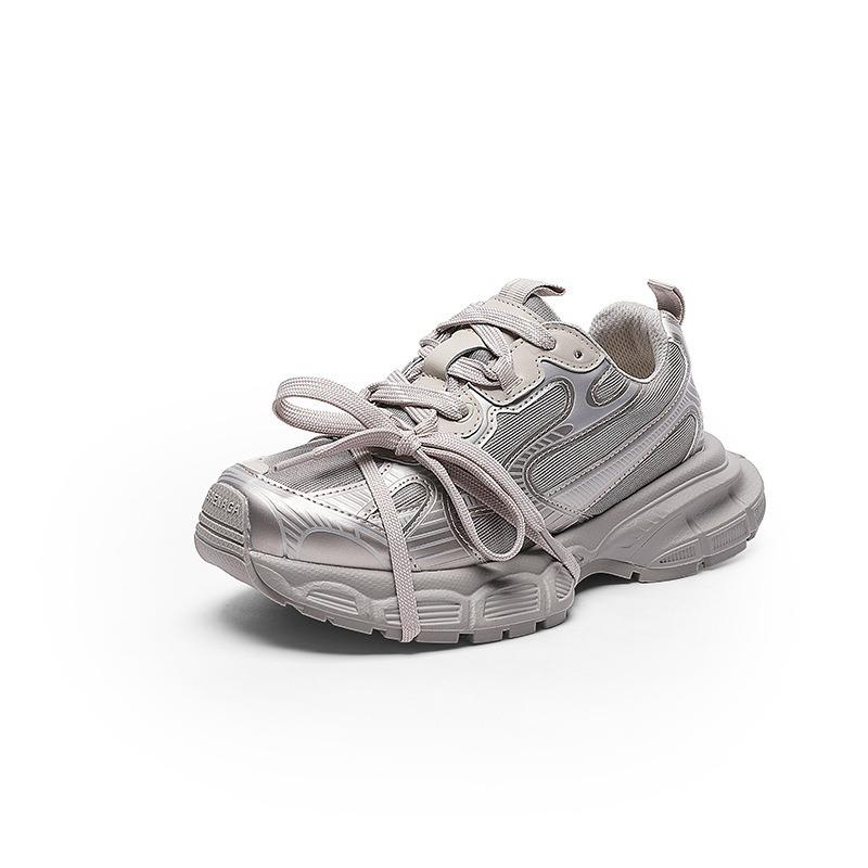 

Fashion sneakers women s spring new leather breathable comfortable muffin platform dad shoes 40 серый