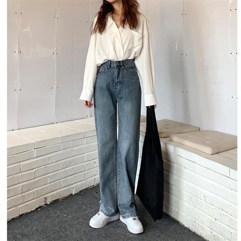 Winter Thick Warm Fleece Straight Jean Pants Vintage Jeans Woman's High Waist 2022 Blue Wide Leg Denim Trouser Baggy Casual