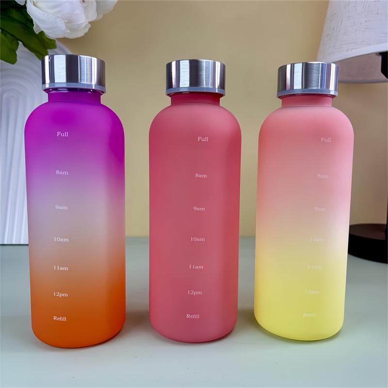 550ml Bottle With Time Marker Motivational Reusable Fitness Sports Outdoors Travel Leakproof BPA Free Frosted Plastic