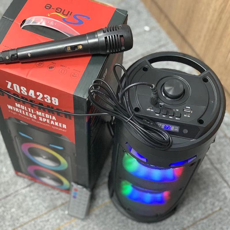 ZQS4239 Dual 4-inch Portable Bluetooth Speaker - Colorful Cylinder Design, High Power