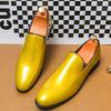 Fashion New wedding shoes high-end glossy casual shoes, ice-crack one-step men's business trendy shoes Zapatos Hombre A19