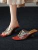 6Cm~ Special-shaped Heel French Retro Temperament Thin Band Wedge Heel High Heels Not Tired Feet Beautiful Roman Cool Slippers Women's Summer