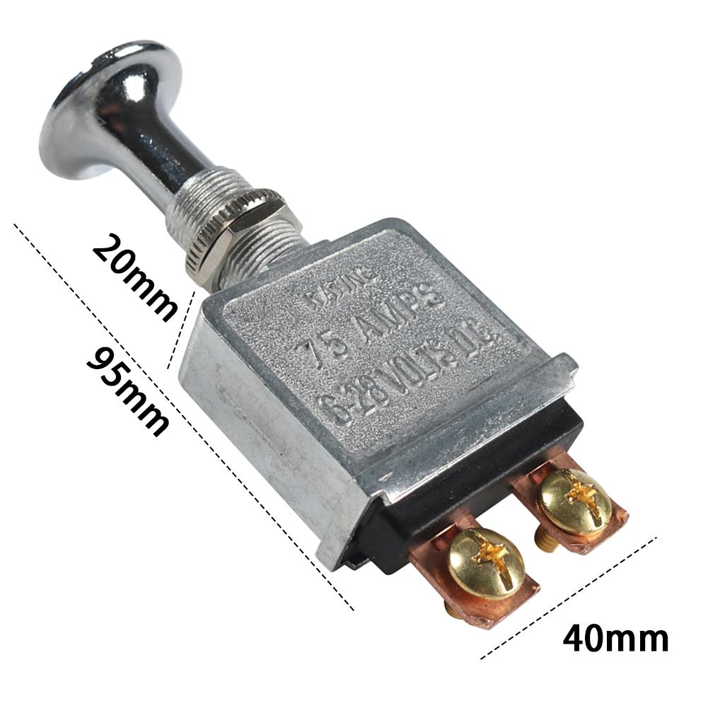 2 Position On-Off 75 AMP Heavy Duty Metal Push Pull On Off Switch 2 Terminals for Trucks/ Hot Rods/ Boat/Race Car