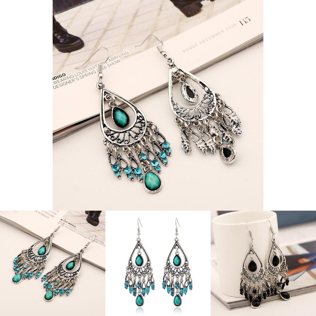 Bohemian Geometric Earrings With Glittering Stones For Ladies