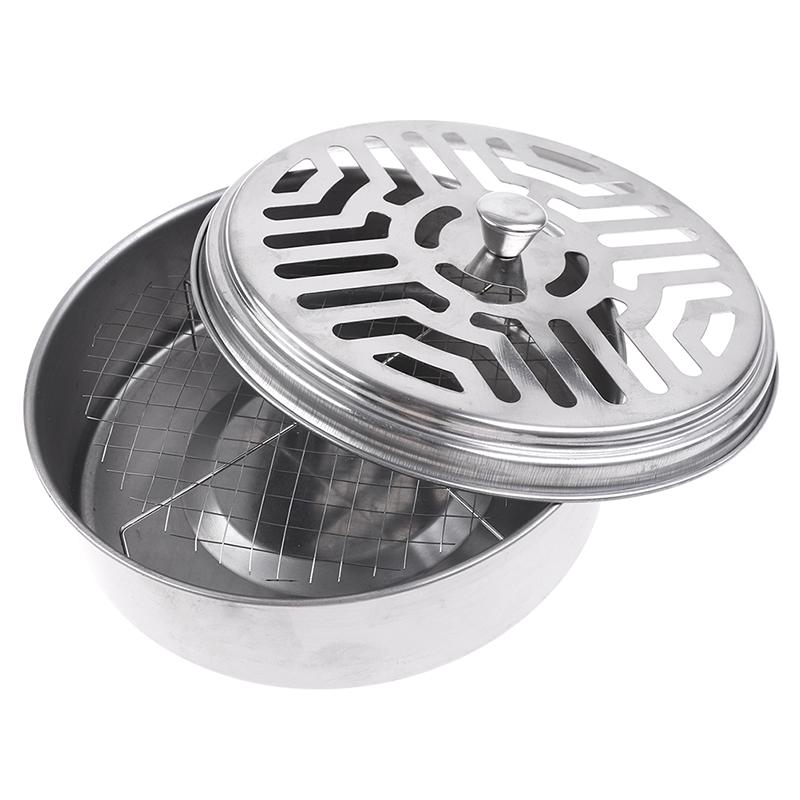 Portable Stainless Steel Mosquito Coil Box Outdoor Anti-mosquito Coil Seat with Lid Mosquito Coil Box