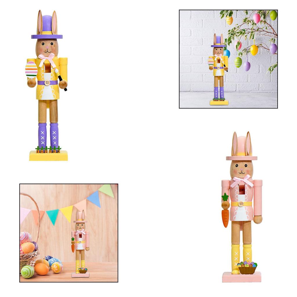 Easter Decor Party Supplies Decorative Rabbits Nutcracker Wooden Ornament for Festival Farmhouse Desktop Bookshelf Dining Room