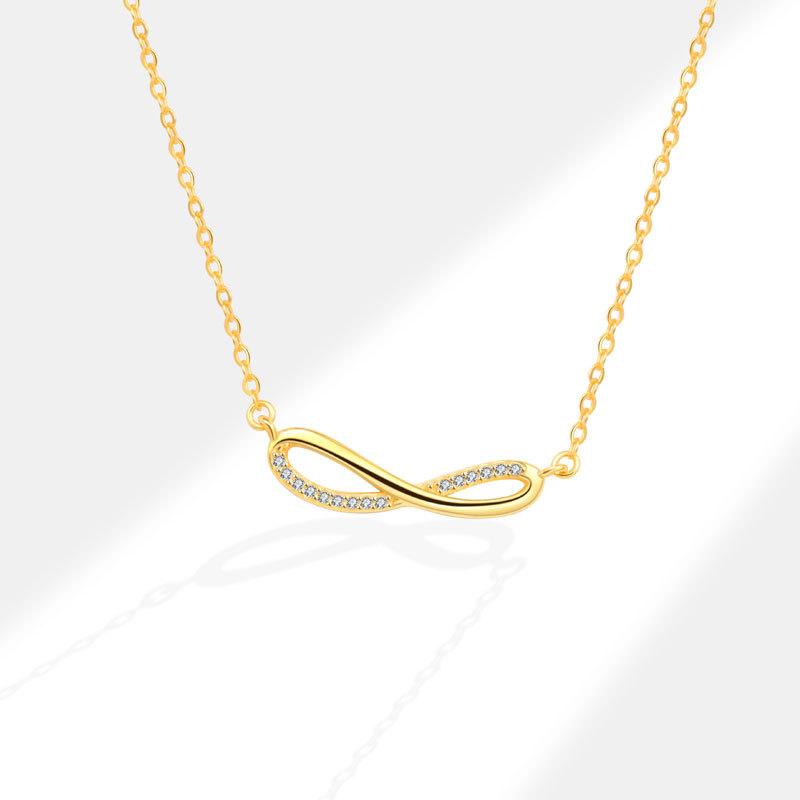 925 Sterling Silver Crystal Infinitely Circulating Bowknot Necklace Pendant For Women Wedding Party Jewelry Gift Collar