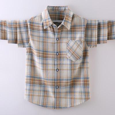 Jungen Langarm Kariertes Baumwollhemd – Herbstmode für Kinder