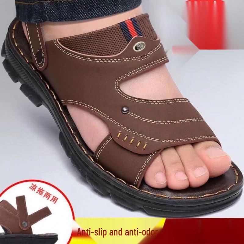 Vattentåliga Halkfria Mellanlånga Tofflor för Herrar - Slitstarka Casual Sandaler (Stil 12522)