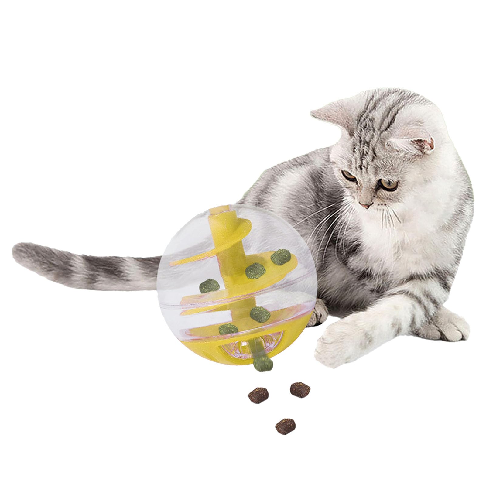 

DIZIZA Transparent Rolling Ball for Cats, Treats, Educational Toy, Rotating Design, Prevents Eating Too Much, Compatible with Flooring, Small Cat