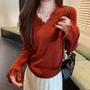 YUZHAOLIN Women's V-neck Lace Knit Long Sleeve Top