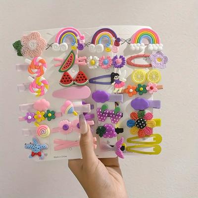 14-teiliges Kinder-Haarschmuck-Set mit Blumen-Süßigkeiten, niedlichen Haarspangen für Mädchen