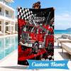 Personalisierbares Strandtuch mit Cartoon-Bagger, Mikrofaser-Strandtuch, Leicht und Schnelltrocknend, für Sommerreisen, Schwimmbad-Geschenk