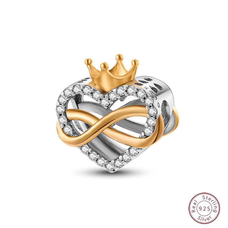 New Copper Charm Bead Mother'S Day Love Heart Family Charm Bead Pendant Fits Bracelet Womens Jewelry Gift