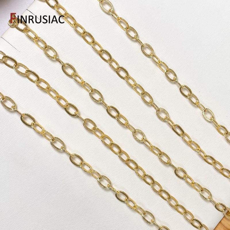 14K Gold-Plated Brass Wide Chain,Patterned Cable Chains For DIY Handmade Necklace Bracelet Accessories Jewelry Making Component