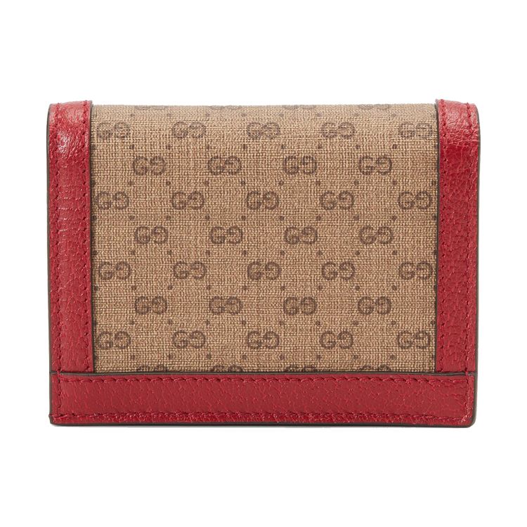 Gucci X Doraemon Collaboration Vintage Logo Double Fold Canvas And Leather Card Holder Unisex Accessories Ebony Red 647788-2TWAG-8580