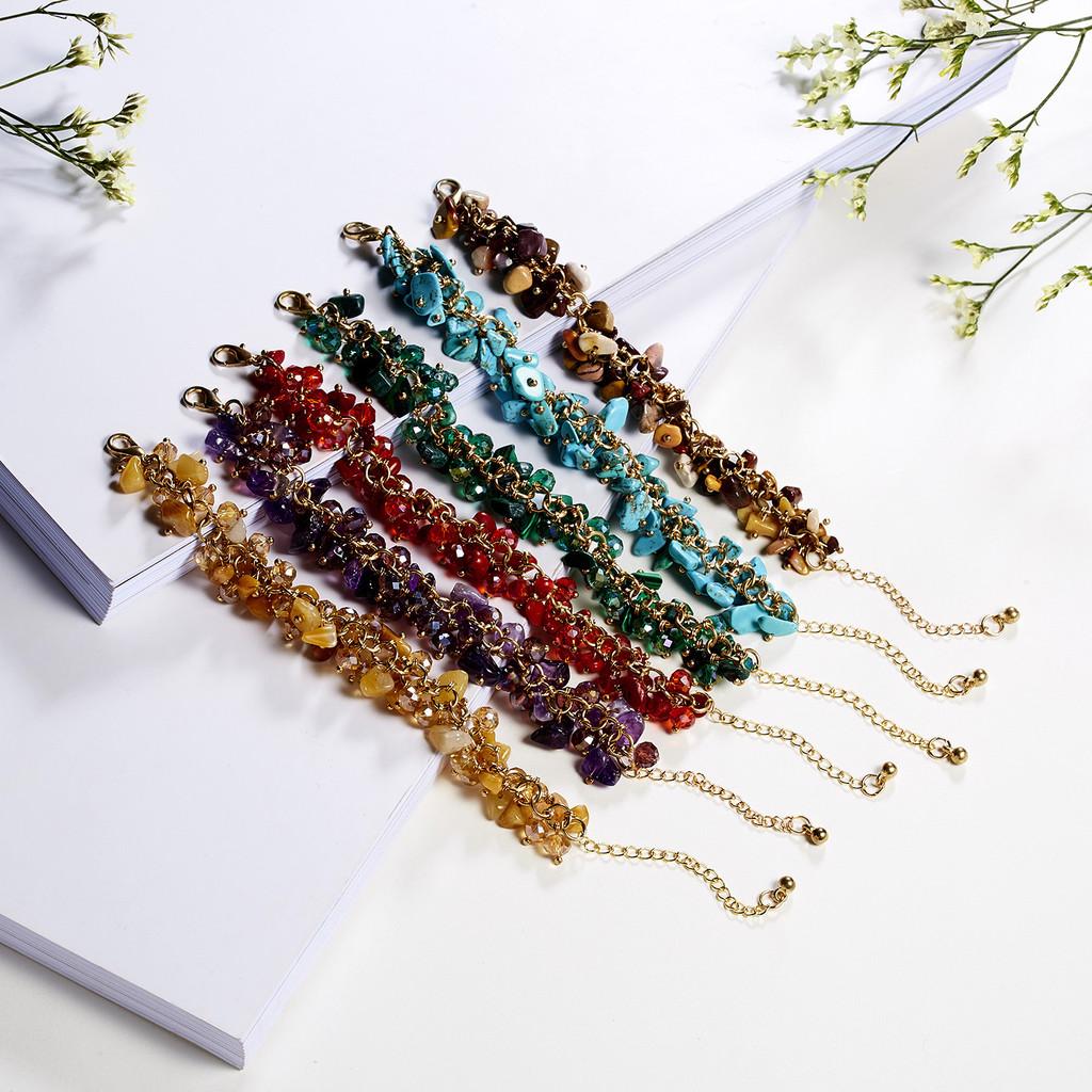 Geometric Crystal Beaded Hand Chain With Multicolor Stones For Travel Souvenir