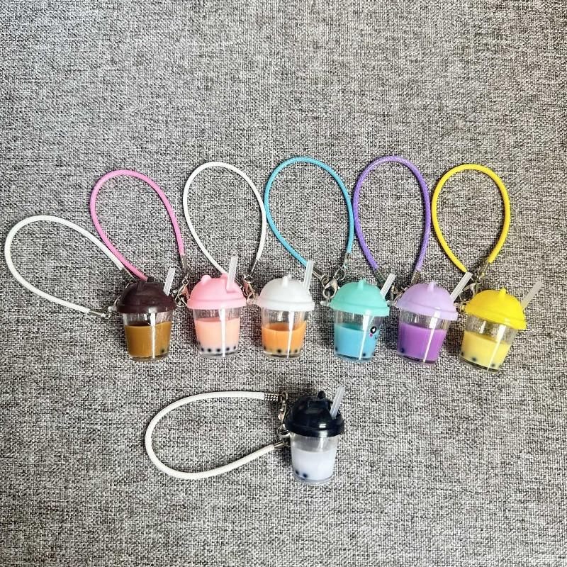 Food-themed pendants suitable for 17cm dolls, DIY plush doll accessories, cute cartoon realistic model bubble tea cups.