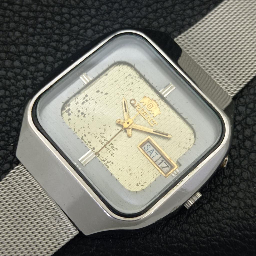 USED VINTAGE ORIENT CRYSTAL AUTOMATIC JAPAN MENS ORIGINAL DIAL WATCH A702264-5 R123-a702264