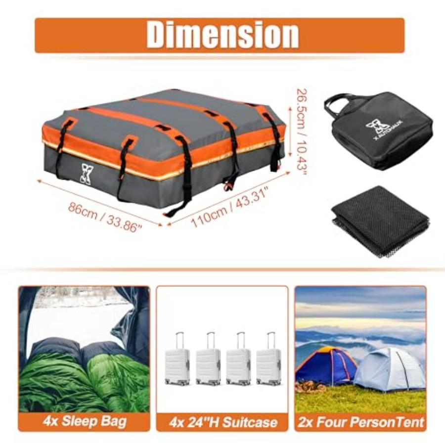 1000D PVC Wasserdichte Autodachgepäcktasche Dachgepäckträgertasche Gepäckträger für Autos mit oder ohne Dachgepäckträger Anti-Rutsch-Matte 6 Türen