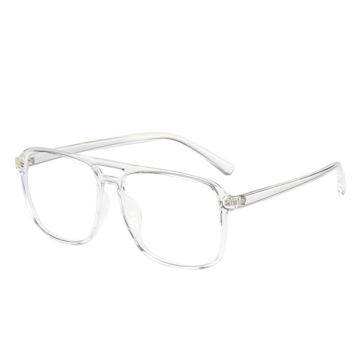 

Square Finished Myopia Glasses Anti Blue Light Big Frame Double Beam Diopter 0 -0.5 -1.0 -2.0 To -6.0 0 прозрачный белый