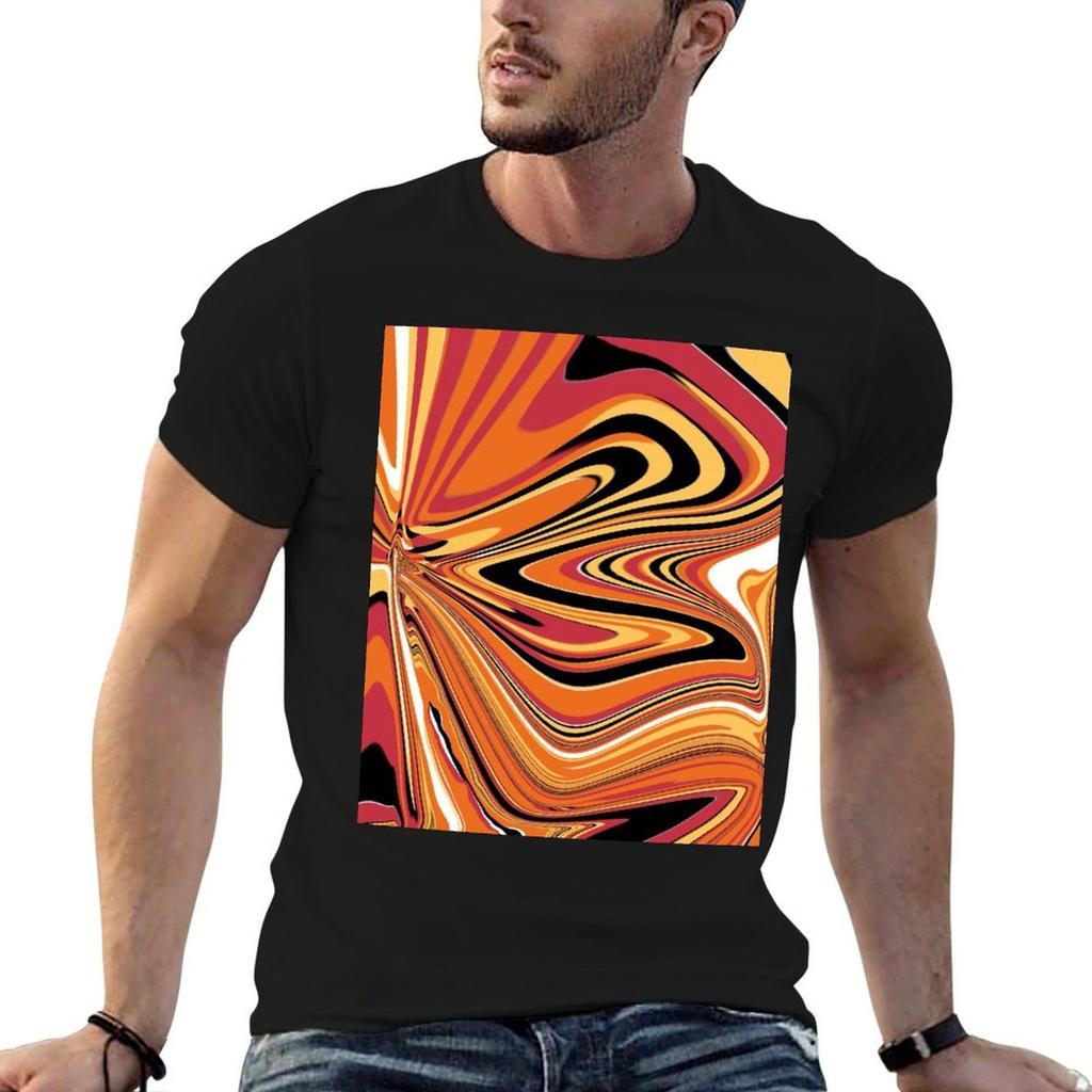 Abstract Sunny Swirl Tshirt Moisture Control Sports Tee
