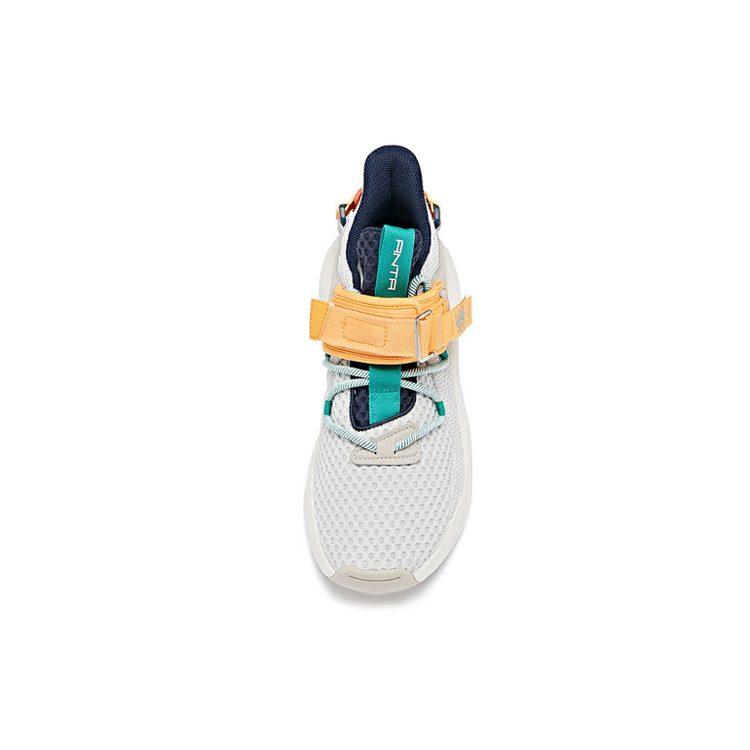 Anta Bastard Cushioning Slip Resistant Abrasion Resistant Breathable Low Top Chunky Sneakers Men's White Green Orange 112028085-4
