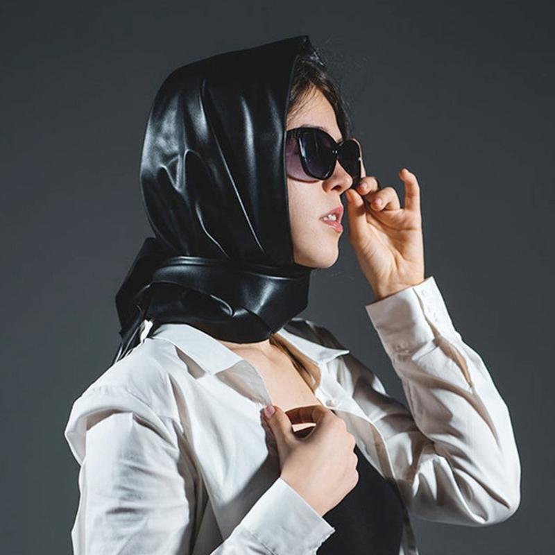 Women Winter Scarf Casual Ladies Faux Leather Shawl Wrap Hijab Head Cover Scarf