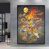 Japanese Classic Anime  Charizard Decorative Painting High Quality Canvas  Modern Home Bedroom Wall Picture Decorative