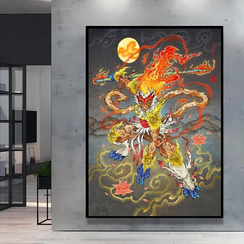 Japanese Classic Anime  Charizard Decorative Painting High Quality Canvas  Modern Home Bedroom Wall Picture Decorative