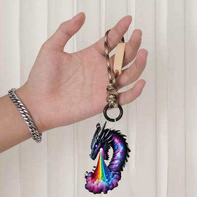 Yousheng Acrylic Keychain Pendant 3D Dragon Shape Kids Adults Keyring Bag Suitcase Phone Multi-functional Hanging Ornament
