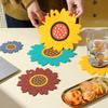 3pcs Sunflower Anti-scald Placemat Thickeneded Dining Table Insulation Mat Non-slip Coaster Kitchen Restaurant Dish Mat PVC Plate Cutlery Mat