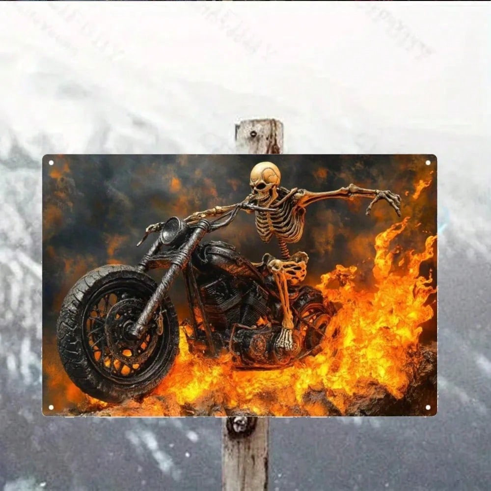 Vintage Metal Tin Wall Sign Retro Motorcycle Art Garage Bar Decor