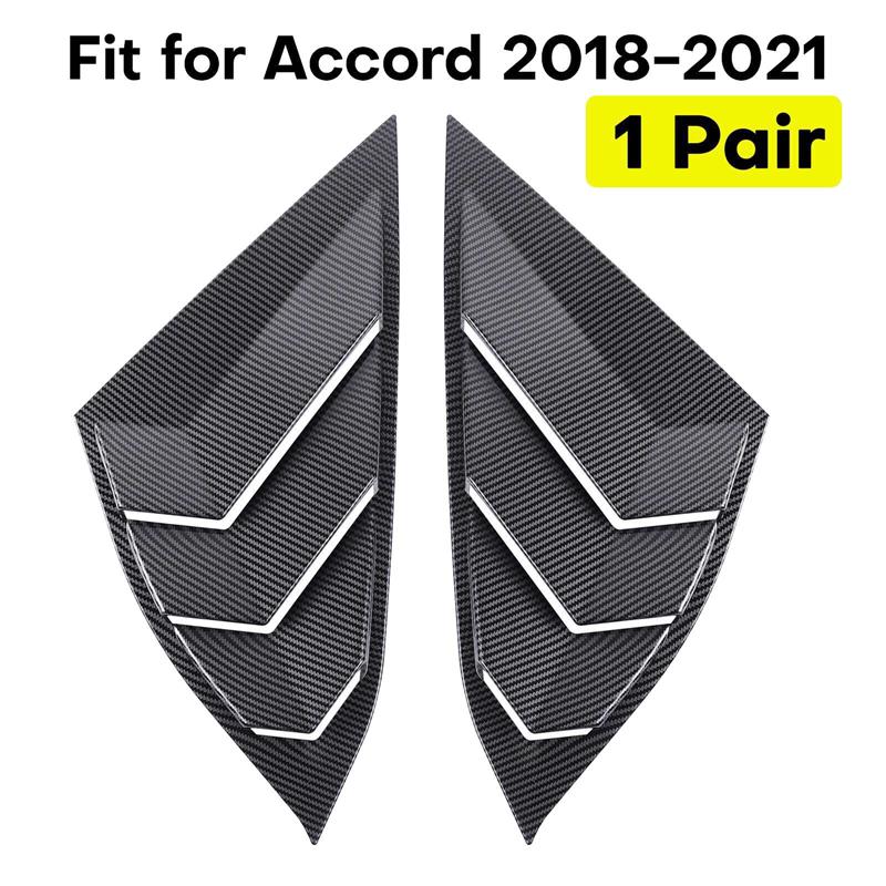 For 2018- Honda Accord JDM Carbon Fiber Color Rear Side Vent Quarter Window Louver Shutter Cover Parts