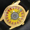 HAND-WINDING VINTAGE SWISS MENS POKER FACE YELLOW COLOR DIAL WATCH A701171-5 R205b-a701171