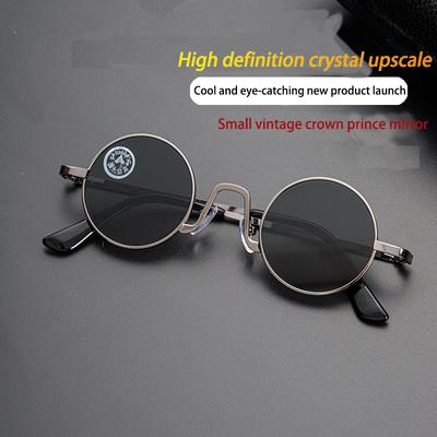 Shatar Round Crystal Sunglasses For Men Driving Small Size Internet Celebrity Model Glasses  Women Metal Framework High-Quality