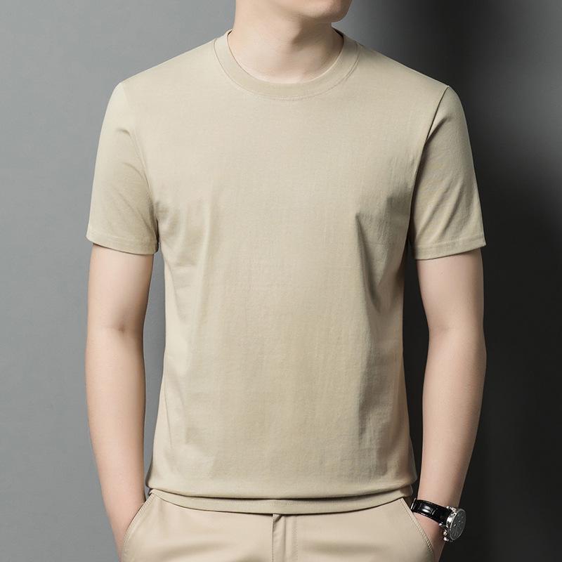 Мужская летняя антибактериальная дышащая футболка из чистого хлопка с коротким рукавом однотонная с круглым вырезом коллекция 2025 года 3XL 180-200 jin 1840₽