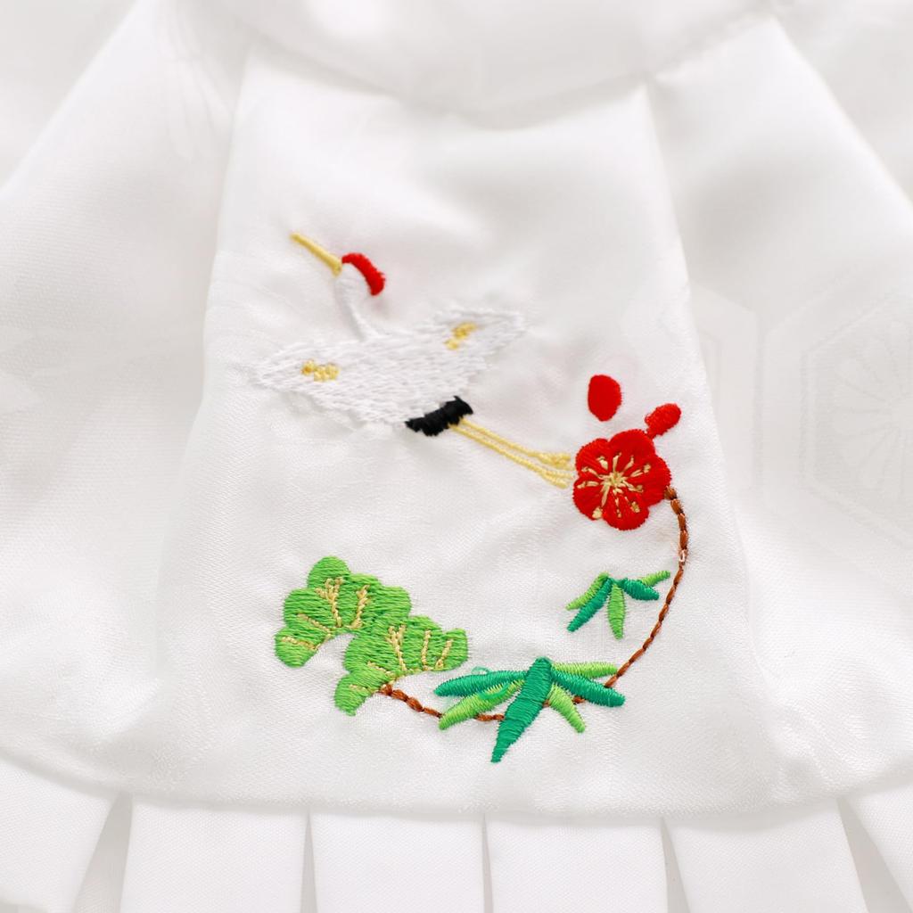 KYOETSU Schreinbesuchs-Lätzchen, Kapuze, Hut und Zubehör-Set für Babyjungen und -mädchen (Kranich- und Pflaumenblüten-Design)