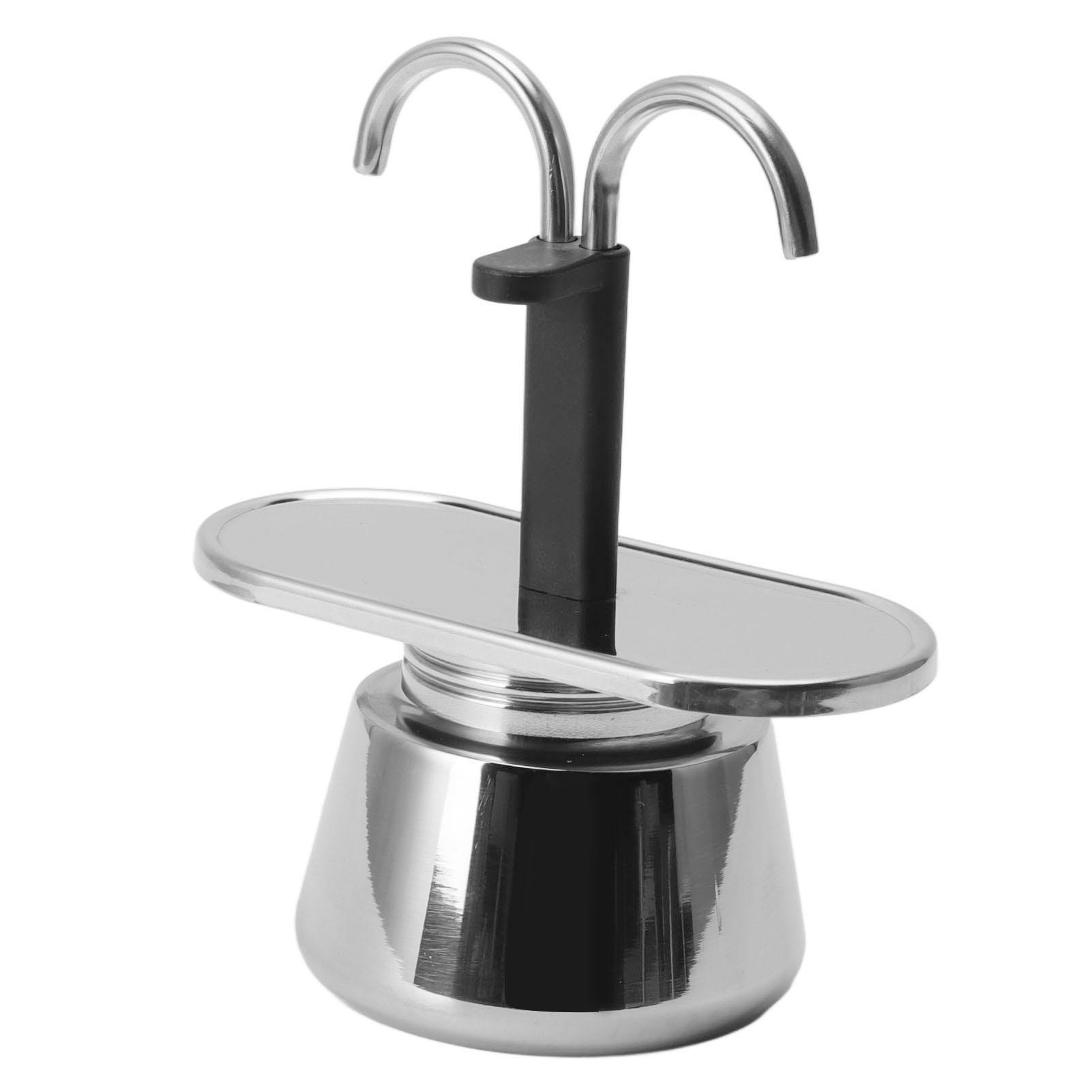 

2 Cup 100ML Moka Pot Double Head Stainless Steel Mocha Coffee Pot Italian DIY Conduit Coffee Maker L