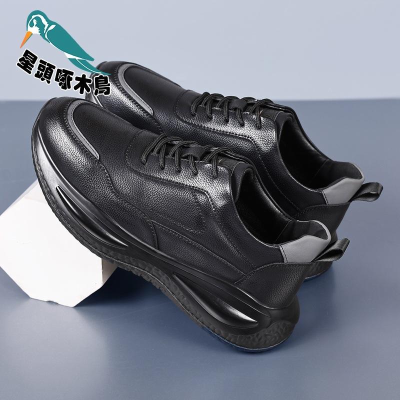 2025 autumn and winter new fashion running leather cowhide men's shoes platform trend men's shoes