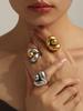 Hyperbole Two-tone Stainless Steel Chunky Rings For Women 18k Gold Plated copper Color Hip Hop Rock Style Women's Large Ring
