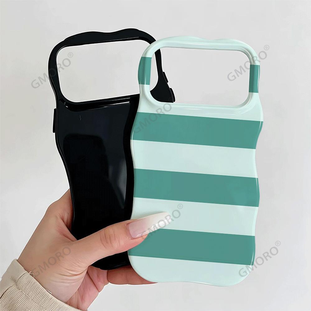 Summer Fresh and Simple Color Matching Striped 15plus Film Case iPhone17 Wavy Edge Mobile Phone Case Wholesale Customization