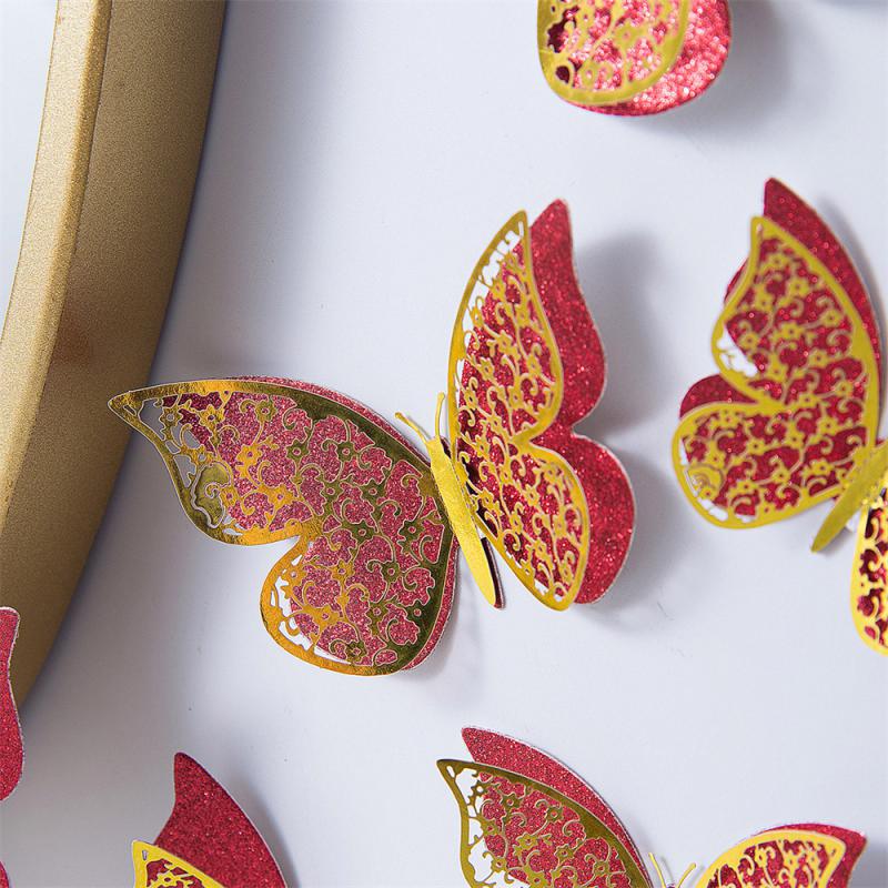 

Полая наклейка на стену в виде бабочки Полая бабочка Металлический эффект Украшение дома 3D Стерео украшения Украшение для вечеринки Бабочка