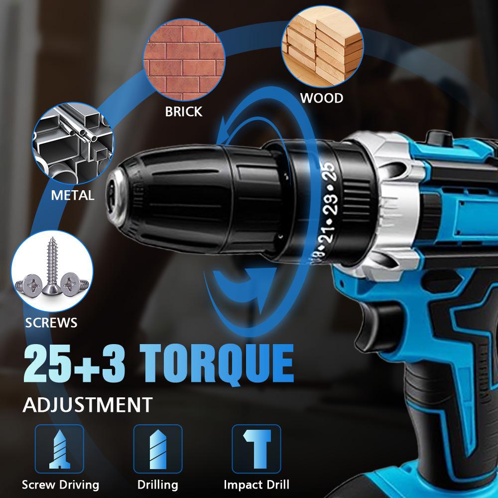 Multi-functional Brushless Electric Drill: Dual Speed, Forward/Reverse Rotation, High Power Tool