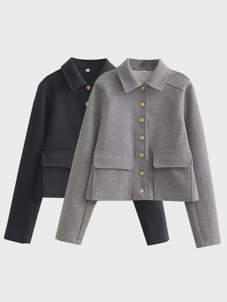 2023 Damen-Revers-Einreiherjacke mit weichen Metallknöpfen, erhältlich in zwei Farben – europäischer und amerikanischer Stil